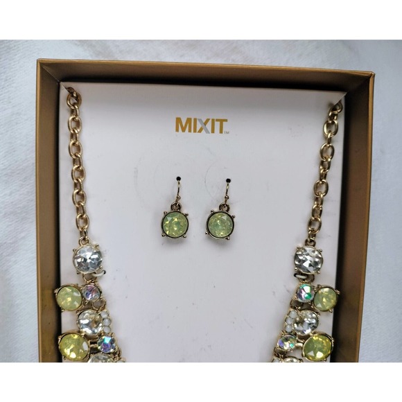 MixIt Necklace Earrings Box Set Retro Jewelry Statement Mix It Lemon Yellow Gold - Picture 5 of 15